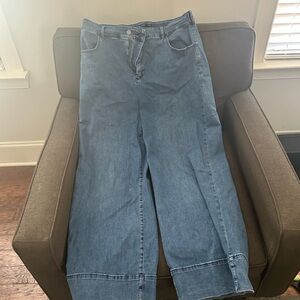 Wide-Leg Blue Denim Jeans